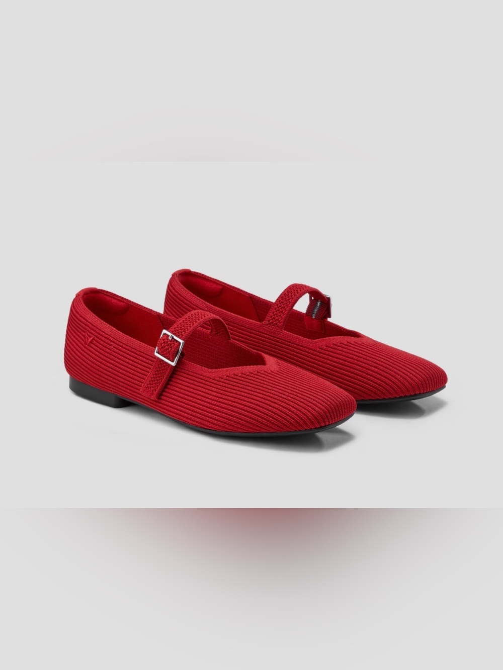 Vivaia Square-Toe Margot Mary-Jane Ruby Red Ballet Flats, Size US 7.5M EU 38.5